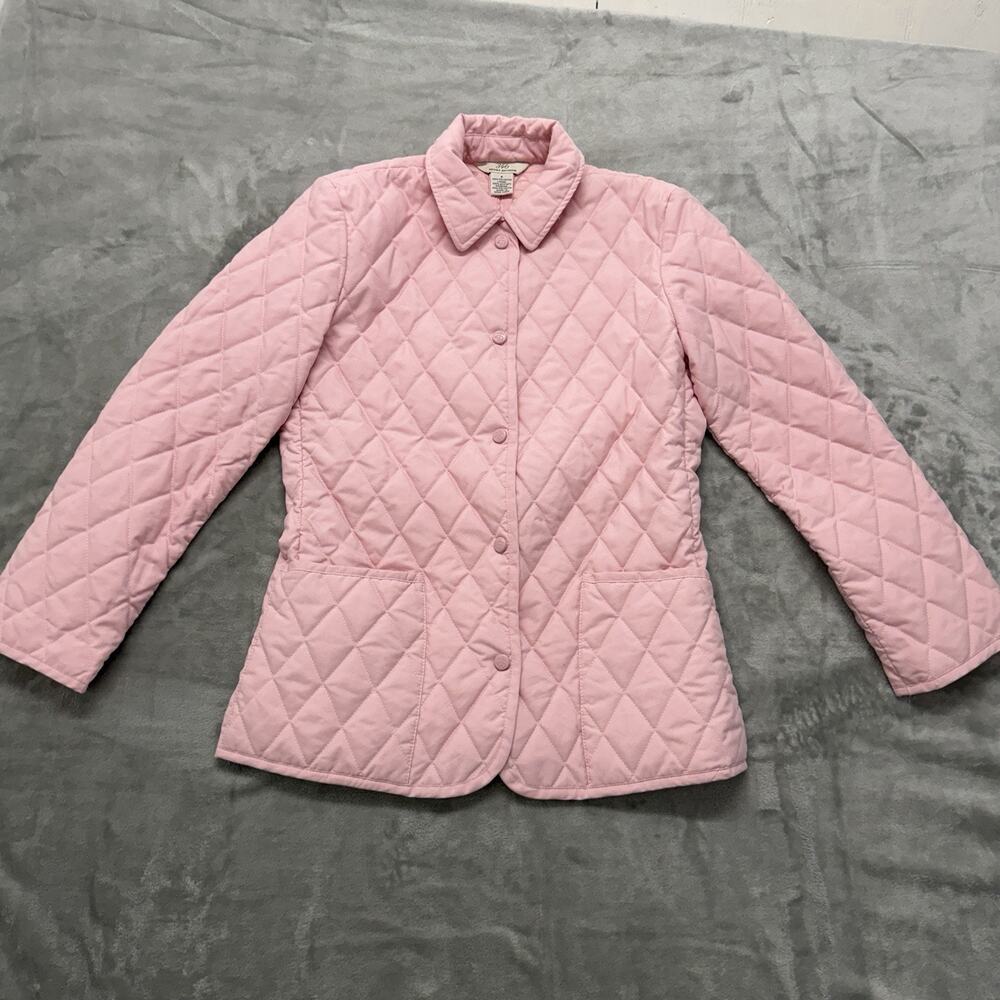 Brooks Brothers 346 Pink Diamond Quilted Snap Button Barn Jacket Coat Size 4